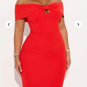 Elegant Red Off-Shoulder Dress